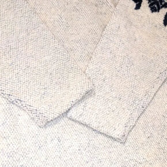 Izod Quarter Zip Mock Neck Pullover Black and Cream Snowflake Sweater - Picture 3 of 8